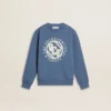 Blaues Kinder-Sweatshirt mit weißen geprägten Aufnähern