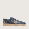 Herren-Sneaker „Ball Star LTD“ aus dunkelblauem Leder mit beigem Stern aus Wildleder