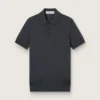 Kurzärmeliges Herren-Poloshirt aus grauer Merinowolle