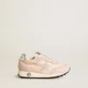 Marathon Junior aus rosa Nylon mit aufgedrucktem Stern und Lederlasche an der Ferse