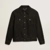 Schwarze Herren-Jeansjacke mit One-Wash-Effekt