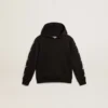 Schwarzes Kapuzensweatshirt für Jungen mit kontrastierenden silbernen Sternen