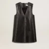 Schwarzes Nappalederkleid für Damen mit Nieten