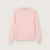 Unisex-Pullover für Kinder in Rosa mit Rippmuster und Golden-Logo auf der Rückseite