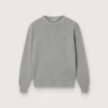 Unisex-Pullover „Golden“ für Kinder aus grau meliertem Rippstrick mit Logo auf der Rückseite