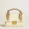 Venezia-Tasche aus butterfarbenem, geripptem Leder mit Seidenschal
