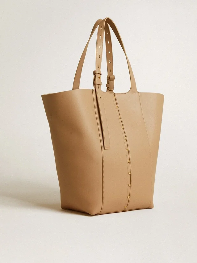 24/7-Tasche „North South“ aus cappuccinofarbenem Leder mit verstellbaren Tragegriffen