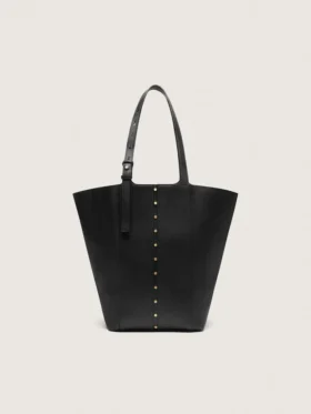 24/7-Tasche „North South“ aus schwarzem Leder mit verstellbaren Trageriemen