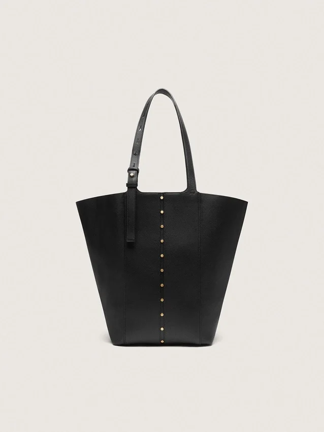 24/7-Tasche „North South“ aus schwarzem Leder mit verstellbaren Trageriemen