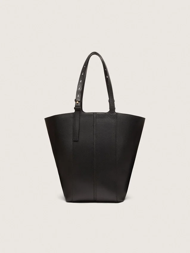 24/7-Tasche „North South“ aus schwarzem Leder mit verstellbaren Trageriemen