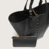 24/7-Tasche „North South“ aus schwarzem Leder mit verstellbaren Trageriemen