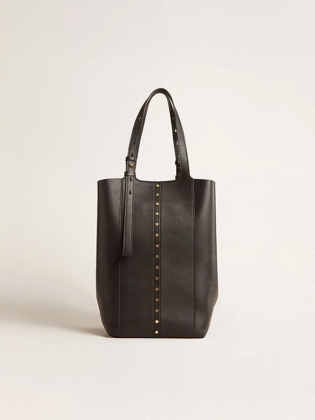 24/7-Tasche „North South“ aus schwarzem Leder mit verstellbaren Trageriemen