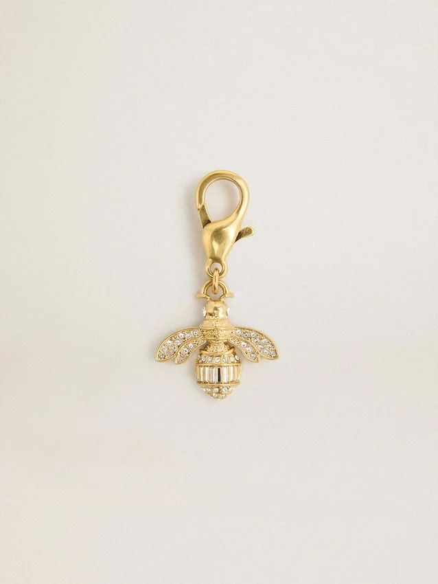 Anhänger in Bienenform aus goldfarbenem Messing mit Kristallen