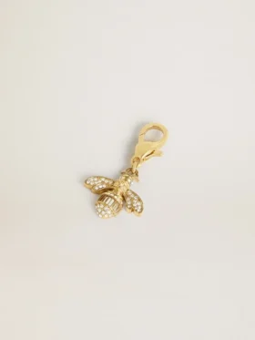 Anhänger in Bienenform aus goldfarbenem Messing mit Kristallen