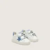 Baby Old School aus weißem Leder mit denimblauem Wildlederstern