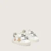 Baby-School-Schuhe aus Nappaleder mit beigem Wildlederstern und Maskottchen-Print