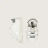 Baby-School-Schuhe aus Nappaleder mit beigem Wildlederstern und Maskottchen-Print