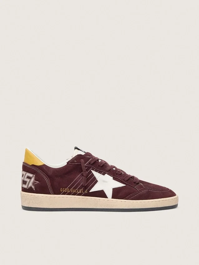Damen-Sneaker „Ball Star“ aus schokoladenbraunem Nubukleder mit Lederstern und Fersenlasche