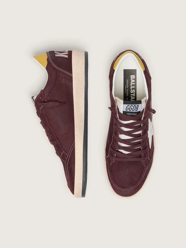 Damen-Sneaker „Ball Star“ aus schokoladenbraunem Nubukleder mit Lederstern und Fersenlasche
