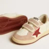 „Ball Star Junior“ aus Nappaleder mit Nappa-Stern und rosa Wildleder-Fersenlasche