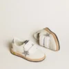 „Ball Star Junior“ aus Nappaleder mit silbernem Glitzerstern und Fersenlasche