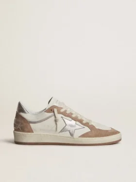 Ball Star LTD aus weißem Nappaleder und altrosa Wildleder mit silbermetallischem Lederstern und Fersenlasche
