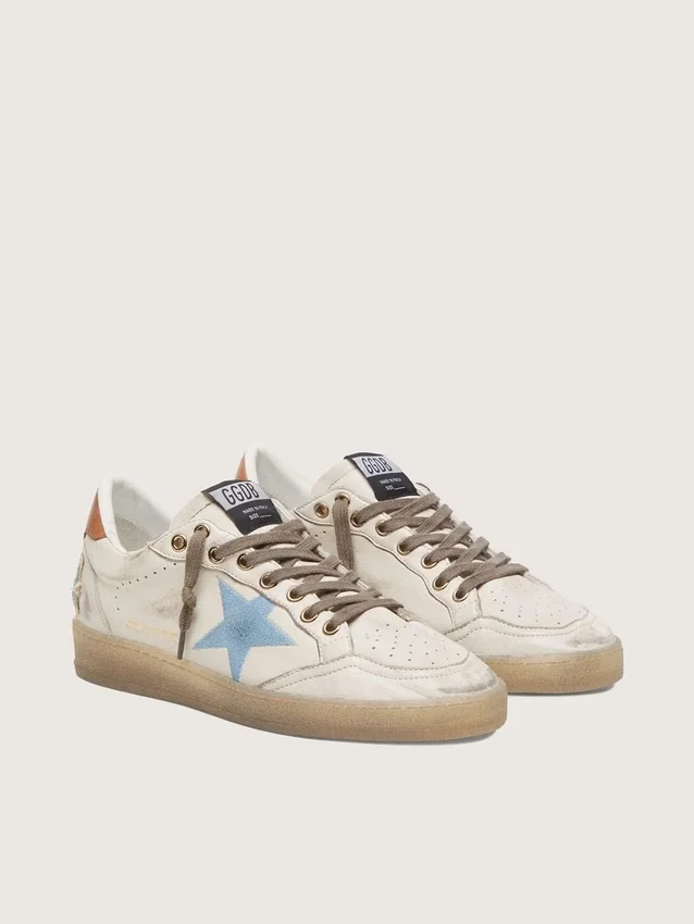 Ball Star LTD für Damen aus weißem Leder mit hellblau besticktem Stern
