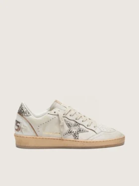 Ball Star LTD für Damen aus weißem Leder mit Stern aus Ponyfell im Animal-Print