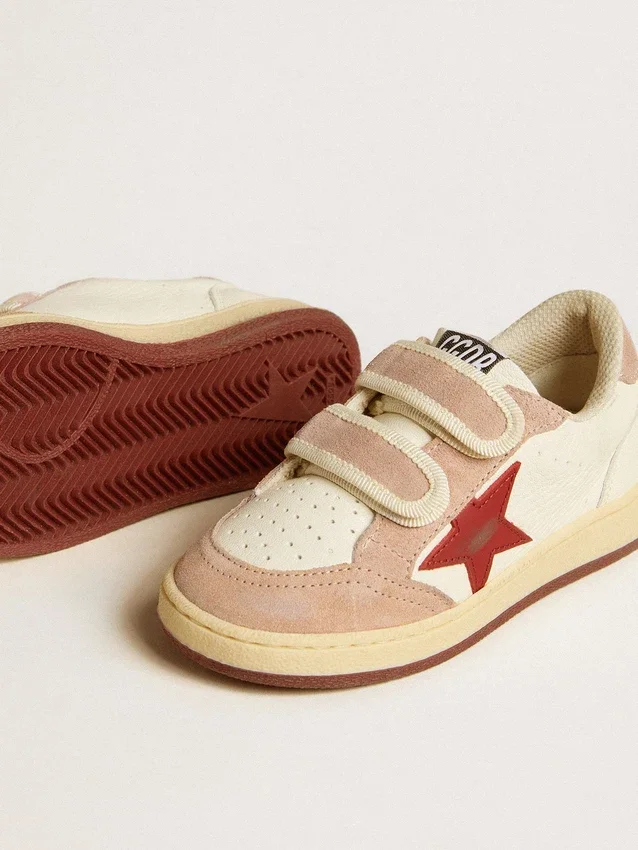 Ball Star Young aus Nappaleder mit Nappa-Stern und rosa Wildleder-Fersenlasche