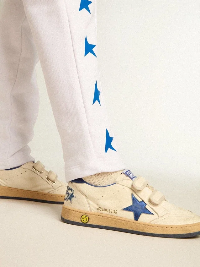 Ball Star Young mit blauem Metallic-Lederstern und Fersenlasche