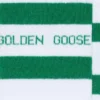 Baumwollsocken mit Used-Optik, grünen Streifen und Logo