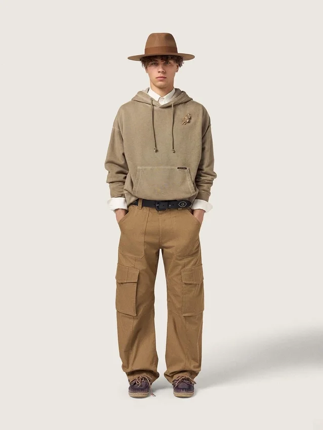 Beige-khakifarbene Cargohose