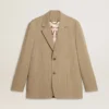 Beigefarbene Nadelstreifen-Einreiherjacke für Herren mit Oversize-Passform
