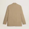 Beigefarbene Nadelstreifen-Einreiherjacke für Herren mit Oversize-Passform
