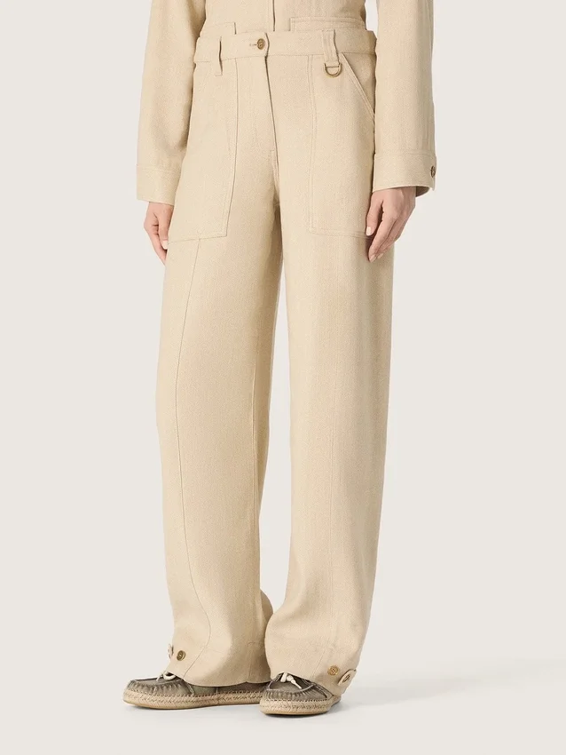 Beigefarbene Viskosehose für Damen