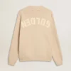 Beiger Herrenpullover mit Rundhalsausschnitt und „Golden“-Schriftzug auf der Rückseite