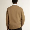 Beiges Herren-Sweatshirt aus Baumwolle mit Aufdruck auf der Vorderseite