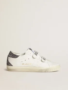 Bio-basierte Old-School-Sneaker mit perforiertem Stern und glitzernder Fersenlasche