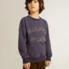 Blau-violettes Sweatshirt mit „golden goose“-Schriftzug auf der Vorderseite