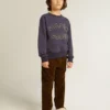 Blau-violettes Sweatshirt mit „golden goose“-Schriftzug auf der Vorderseite