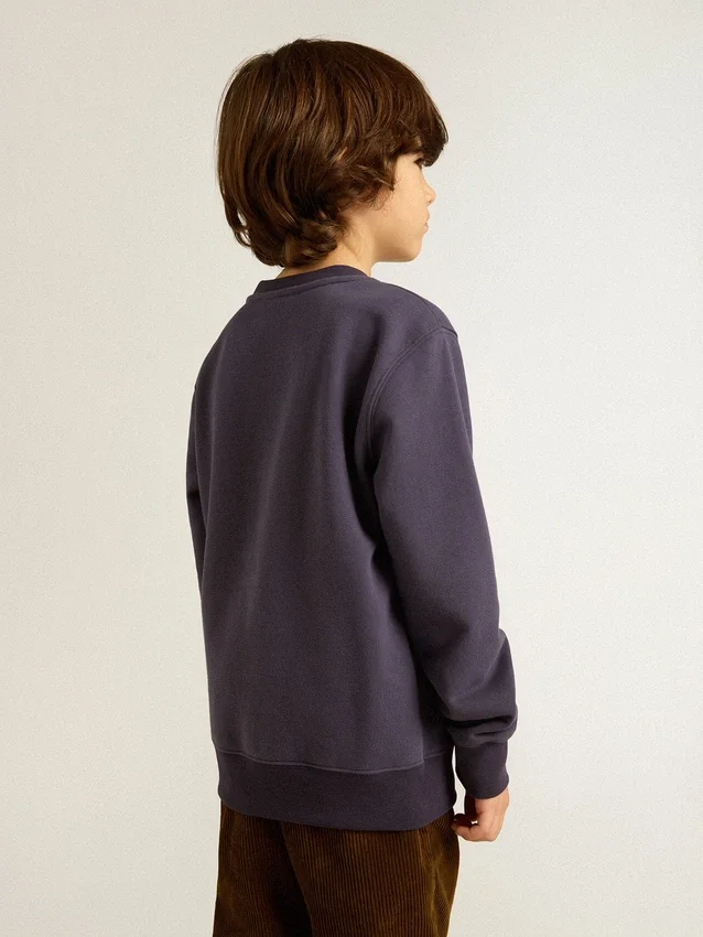 Blau-violettes Sweatshirt mit „golden goose“-Schriftzug auf der Vorderseite