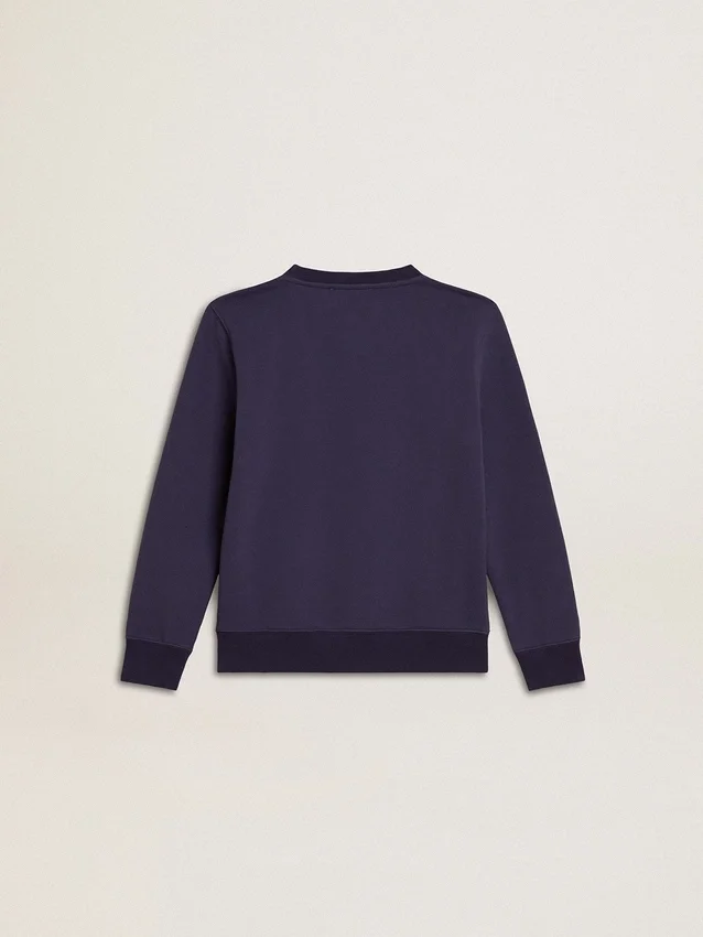 Blau-violettes Sweatshirt mit „golden goose“-Schriftzug auf der Vorderseite