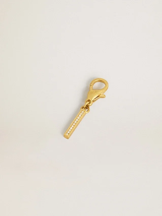 Buchstaben-Anhänger „I“ aus goldfarbenem Messing mit Kristallen