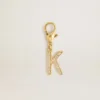 Buchstaben-Anhänger „K“ aus goldfarbenem Messing mit Kristallen