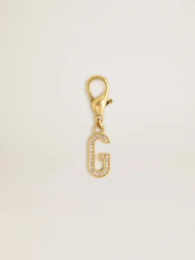 Buchstaben-G-Anhänger aus goldfarbenem Messing mit Kristallen