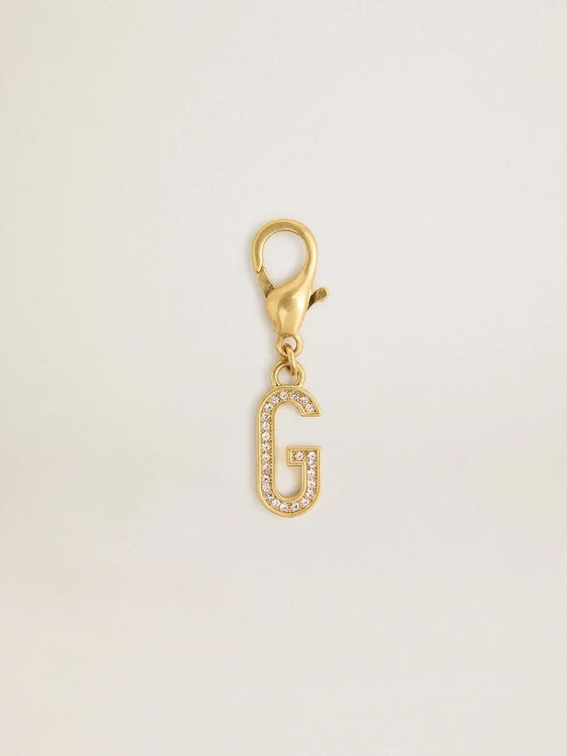 Buchstaben-G-Anhänger aus goldfarbenem Messing mit Kristallen