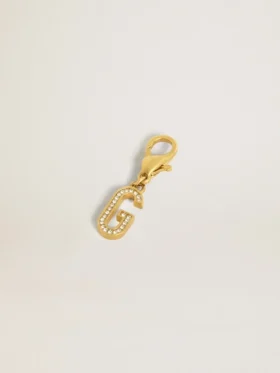 Buchstaben-G-Anhänger aus goldfarbenem Messing mit Kristallen