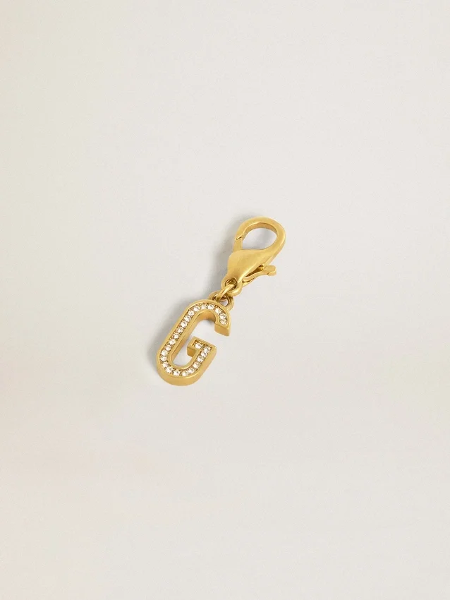 Buchstaben-G-Anhänger aus goldfarbenem Messing mit Kristallen