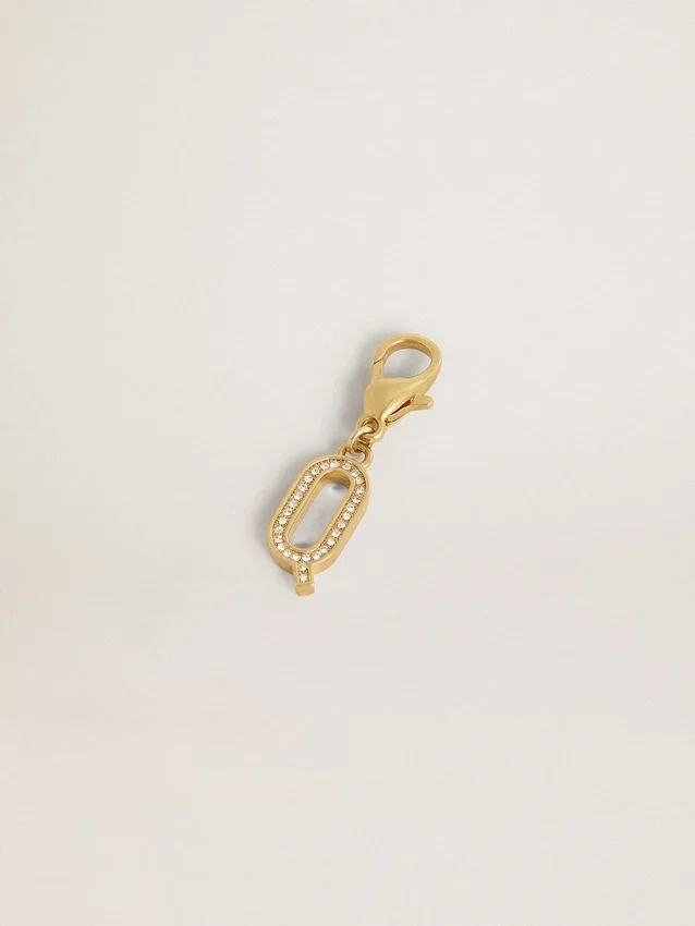 Buchstaben-Q-Anhänger aus goldfarbenem Messing mit Kristallen