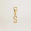 Buchstaben-S-Anhänger aus goldfarbenem Messing mit Kristallen